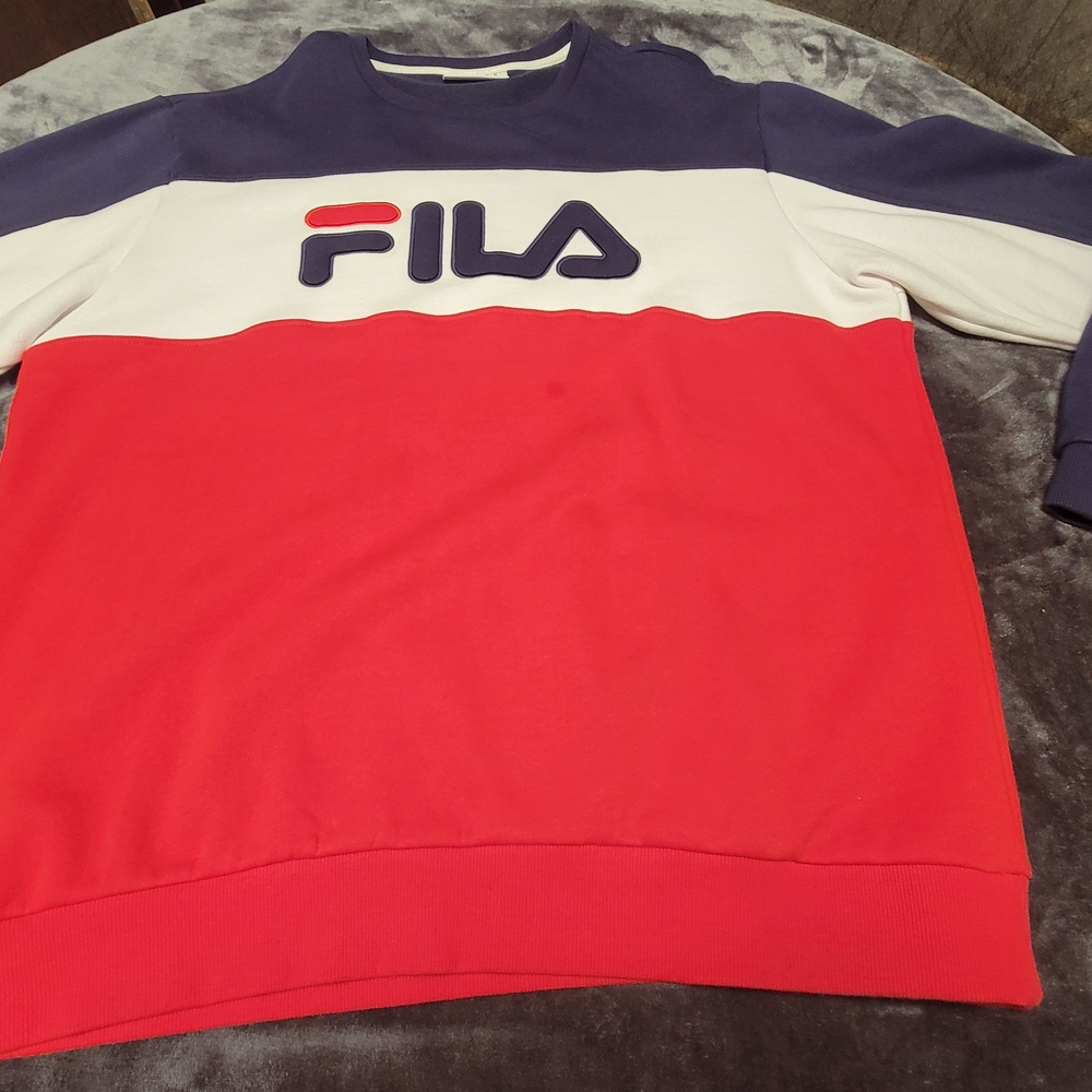 Fila Men's Red, White, and Blue Sweater